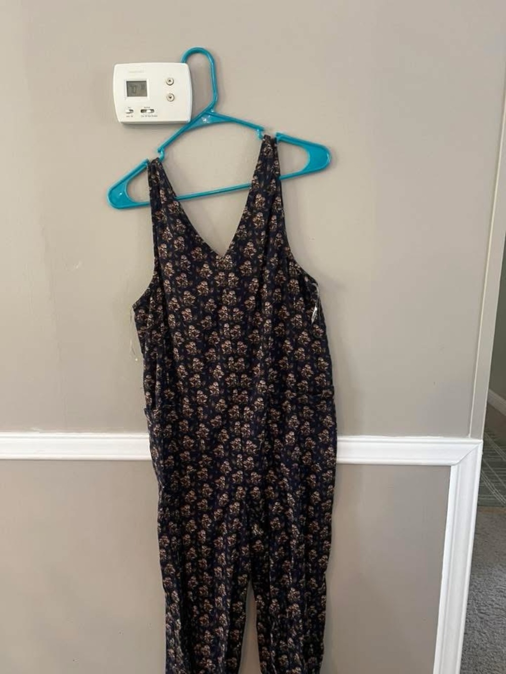 Floral V-Neck Women’s Jumpsuit in Navy